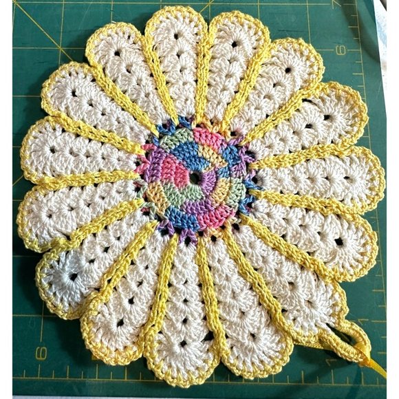 Handmade Crocheted Doilies Two Multiple Colors Table Decor Accents Powder Room - Picture 3 of 8